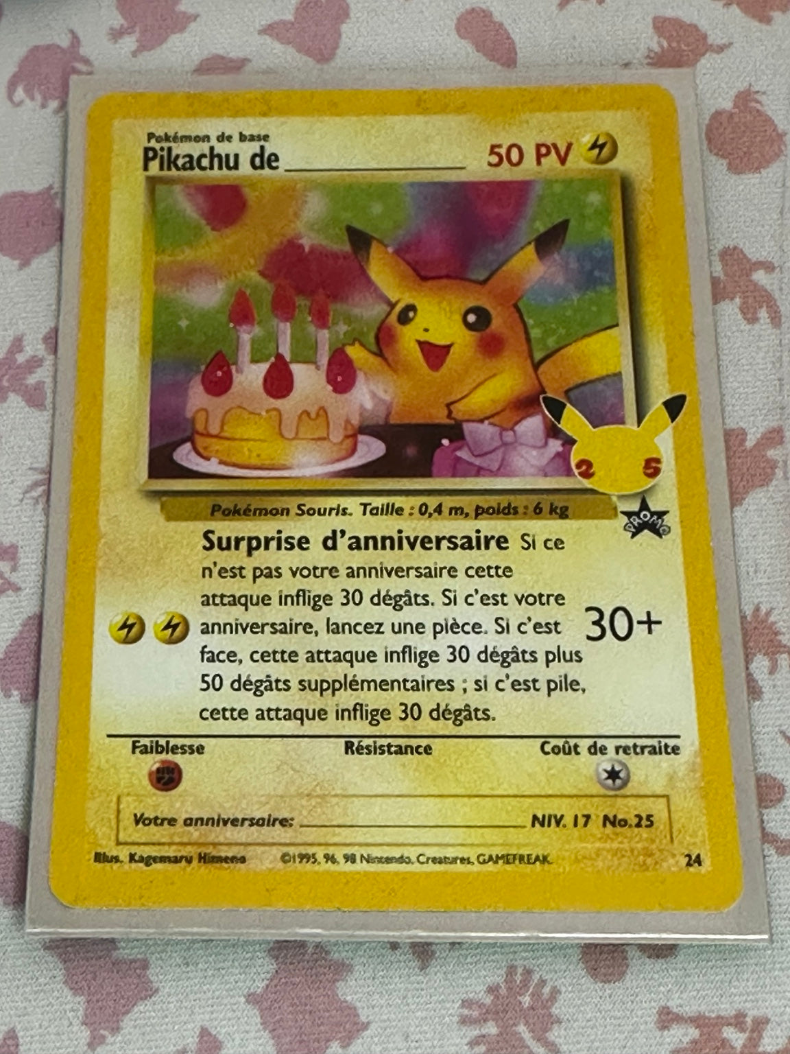 Pikachu de anniversaire 24/102 Promo - Carte Pokémon française